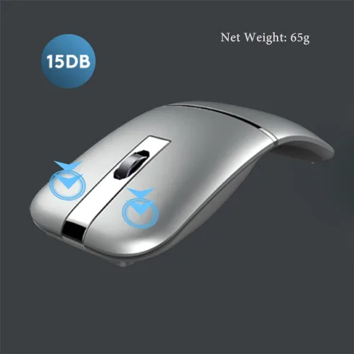 Vista 5 de Ratón de arco inalámbrico Bluetooth, modelo dual (2.4 G + BT5.1), mouse plegable giratorio para Microsoft, ratones portátiles recargables