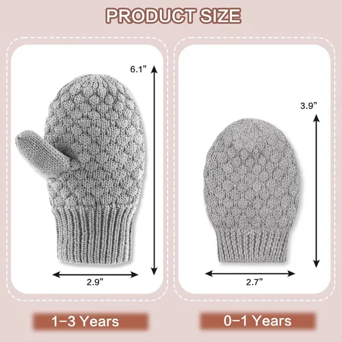 Vista 6 de Guantes de punto para bebés, niños y niñas, guantes de invierno para recién nacidos, guantes de 0 a 3 años