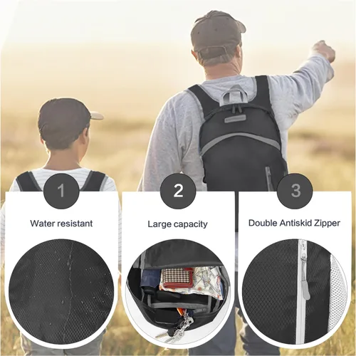 Vista 4 de Mochila impermeable plegable 35L para viajes de deportes al aire libre dentro del compartimento de ropa mojada plegable para múltiples