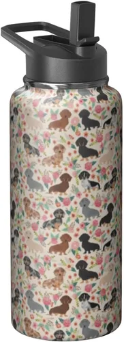 Vista 23 de Dachshund - Vaso de viaje aislado de acero inoxidable de 20 onzas con asa y pajilla, regalo para mujer, para el Día de la Madre, a prueba de fugas