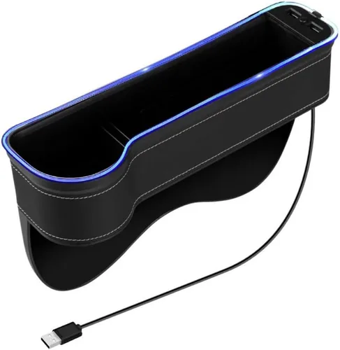 Vista 10 de Tumecos Organizador de espacio para asiento de automóvil con luz multifuncional con portavasos pequeño, organizador de asiento de automóvil, relleno
