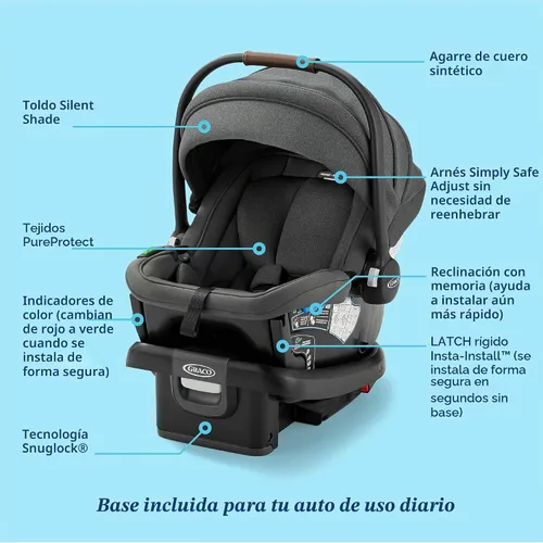 Vista 10 de Graco® Gomax - Asiento infantil para automóvil, Ace, ligero, reclinable, orientado hacia atrás, se instala con o sin base