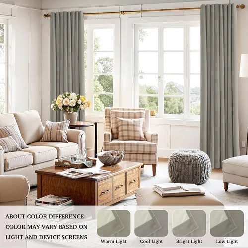 Vista 7 de RYB HOME Cortinas de terciopelo 100% opacas para sala de estar, cortinas de guardería con bloqueo de luz, 2 paneles, cortinas de ventana con Beige