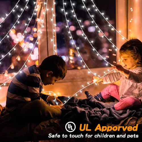 Vista 3 de BlcTec Luces de Navidad para exteriores, 317 luces LED de estrella de Navidad con 9 hebras de luces de árbol de cascada de 11.9 pies, 8 modos