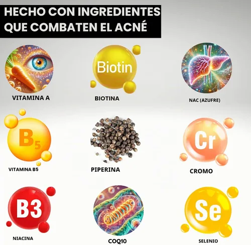 Vista 2 de Acnetame Píldoras para el acné, paquete de 2 120 píldoras, suplementos vitamínicos para brotes de acné, tabletas hormonales para eliminar la piel