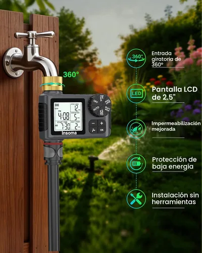 Vista 7 de Insoma Temporizador de agua WiFi para manguera de jardín, temporizador inteligente de aspersores, control remoto por aplicación, temporizadores