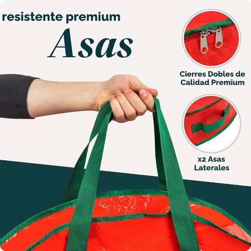 Vista 6 de Bolsa de almacenamiento de corona de Navidad de Handy Laundry - Material de lona duradero, cremallera, asas de transporte resistentes, protección