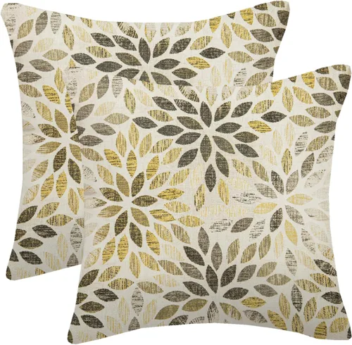 Vista 25 de Juego de 2 fundas de almohada negras y grises de 40 x 40 cm, geométricas, florales, decorativas para exteriores, fundas de almohada estilo granja