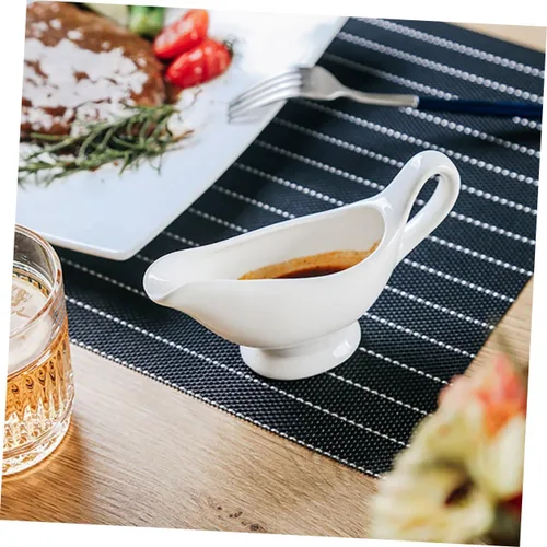 Vista 2 de Taza de cerámica para salsa de leche con mango ergonómico para aderezos de ensalada, mantequilla caliente de miel