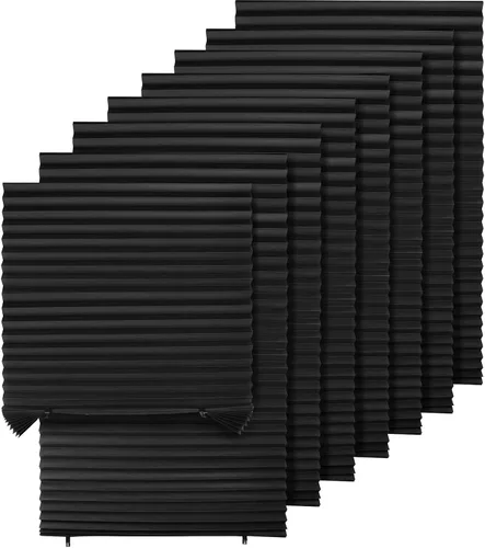 Vista 6 de Mirrotek Persianas plisadas de papel para ventana, persianas para oscurecer la habitación, color negro, 36 x 69 pulgadas