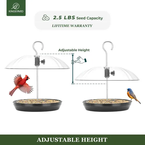 Vista 3 de Kingsyard - Comedero para pájaros con cúpula ajustable para colgar al aire libre