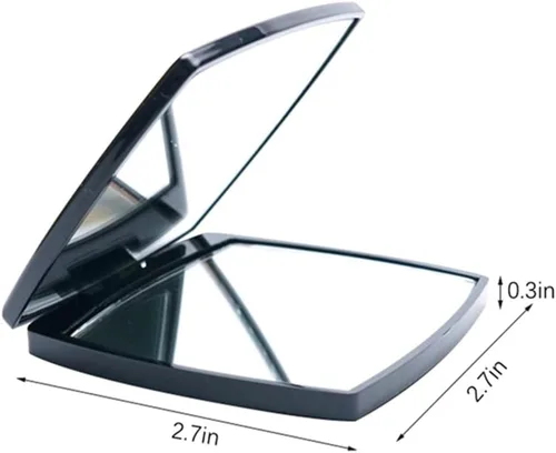 Vista 5 de Espejo de tocador compacto de moda para mujer, elegante espejo compacto pequeño de 2 x 1 x aumento, espejo de maquillaje plegable de doble cara