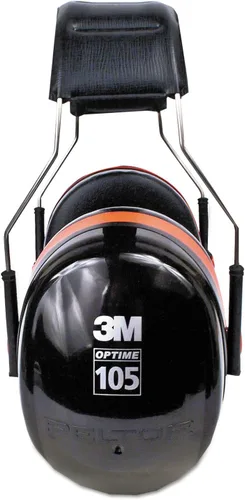 Vista 4 de 3M H10A Peltor Optime 105 - Orejeras de alto rendimiento, color negro y rojo, un par