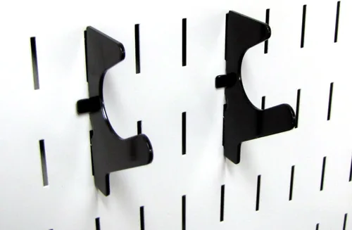 Vista 2 de Wall Control 10-BOE-007 B - Gancho de metal ranurado en forma de U para panel perforado y tabla de herramientas ranuradas, Negro, 10-BOE-007 B