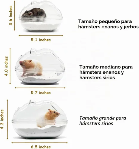 Vista 2 de Contenedor de baño de arena para hámster, bañera de hámster con cuchara de limpieza, gran espacio, fácil de limpiar, para hámster enano, jerbo