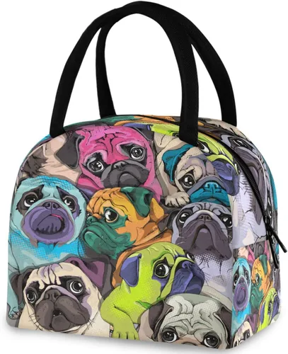 Vista 27 de Bolsa de almuerzo reutilizable para Halloween, colores arcoíris, murciélagos, estrellas, bolsa térmica aislada para el regreso a la escuela