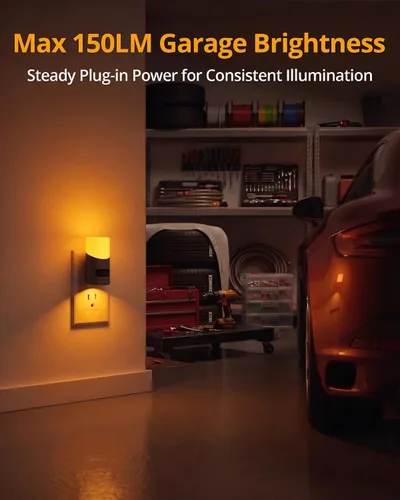 Vista 7 de LyrIDZ - Luz nocturna ámbar con sensor de movimiento, luz nocturna enchufable regulable de 1 a 150 lm para interior, para dormitorio, baño, pasillo
