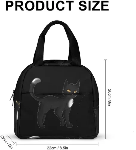 Vista 2 de Black Cat Warrior - Lonchera para mujeres y hombres, con aislamiento, reutilizable, bolsa de almuerzo