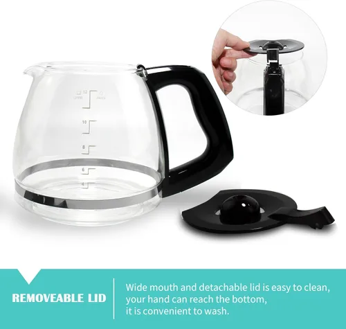 Vista 7 de Jarra de repuesto de 12 tazas compatible con cafetera Black and Decker modelo # CM1160B, CM1160W
