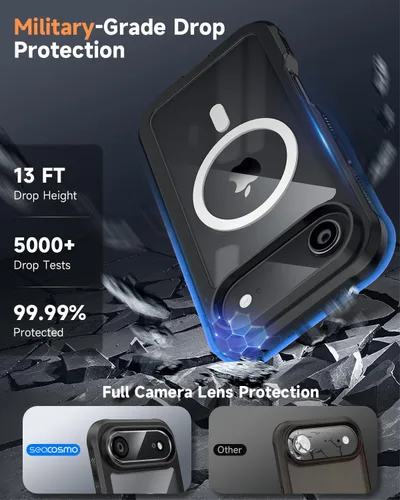 Vista 3 de seacosmo Funda para iPhone Air, Parachoques de Cuerpo Completo con Pantalla de Vidrio Templado 9H Integrada y Protector de Lente de Cámara