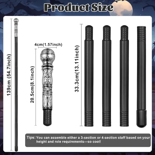 Vista 2 de Bastón de proxeneta, bastones de plástico para hombre, accesorios de disfraz de bastón de caminar, accesorios de disfraz, personal de Halloween