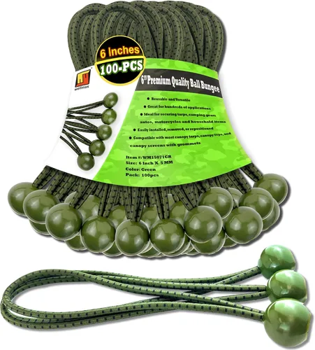 Vista 10 de Wellmax - Paquete de 100 cuerdas elásticas de bolas de 6 pulgadas – Resistentes, versátiles y construidas para durar, ideales para camping, amarres