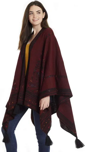 Vista 2 de Invisible World Womens Ruana Reversible Baby Alpaca Wool Poncho Kilim