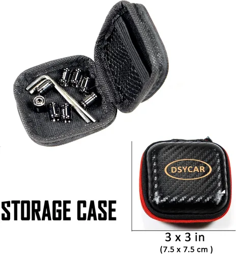 Vista 6 de Dsycar Paquete de 8 tapas de vástago de válvula de neumático de bloqueo con sello de goma, tapas de vástago de válvula de aluminio antirrobo
