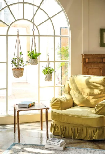 Vista 3 de Dahey Juego de 3 colgadores de macramé para plantas con ganchos, cesta colgante de interior de 35/29/23 pulgadas hecha a mano con cuerda de algodón