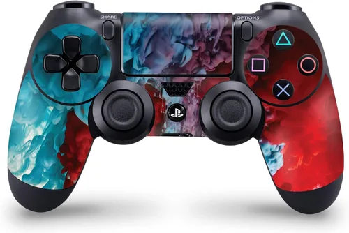 Vista 4 de giZmoZ n gadgetZ Pegatina Vinal para consola PS4 con diseño de explosión de color + 2 fundas de controlador