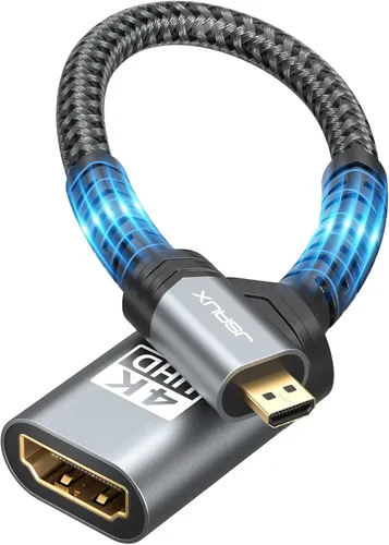 Vista 8 de JSAUX Adaptador Micro HDMI a HDMI, Cable Adaptador Micro HDMI Macho a HDMI Hembra, 4K@60Hz HDR 3D 18Gbps - Negro 4K @60Hz HDR 3D Dolby 18Gbps