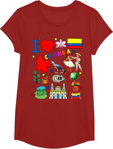 Vista 42 de Camiseta con diseño de bandera y mapa de I Love Colombia dibujada a mano