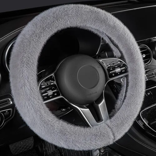 Vista 12 de LACDL Fundas mullidas de invierno para volante de automóvil, para mujer, cálida y bonita funda para volante de automóvil para sedán, SUV, súper Negro