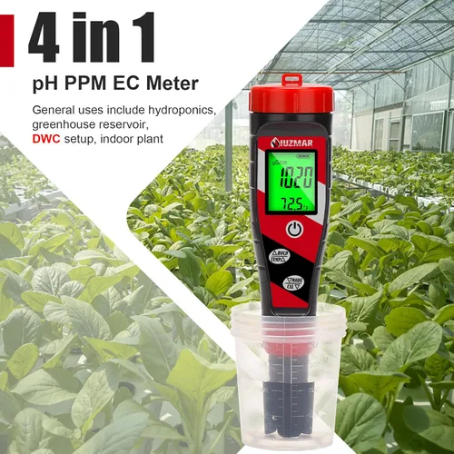 Vista 4 de UIUZMAR Medidor digital de pH Medidor de pH TDS EC para solución hidropónica Medidor de pH y EC con pantalla LCD Probador de agua TDS Medidor de pH