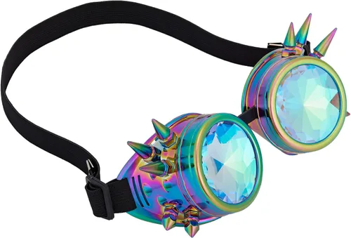 Vista 101 de Gafas caleidoscopio para raves trippy psicodélico steampunk con lentes de cristal de difracción de prisma arcoíris