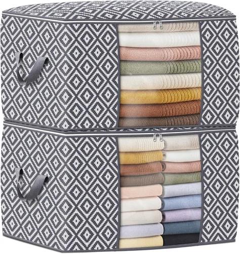 Vista 8 de StorageTastic Direct 100L, paquete de 2 contenedores de almacenamiento, contenedores grandes de almacenamiento de ropa, bolsas plegables de Negro