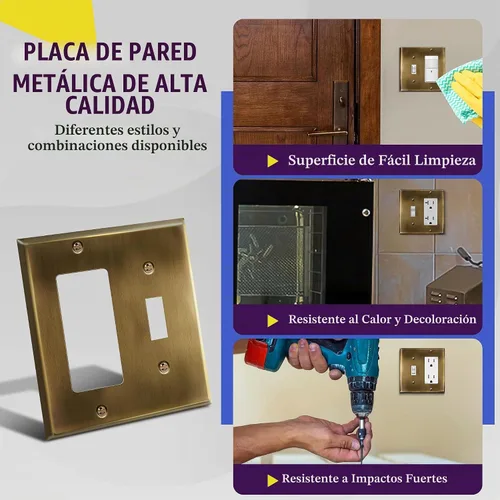 Vista 5 de ENERLITES - Placa de pared combinada para interruptor de palanca y enchufe decorativo, cubierta de acero inoxidable 201, resistente a la corrosión
