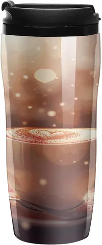 Vista 9 de Hearts Drawn on Coffee Coffee Cup Hot Coffee Travel Mug Reusable Iced Coffee Cups Double Heat Insulation Coffee Mug with Leak-Proof Lid Stylish