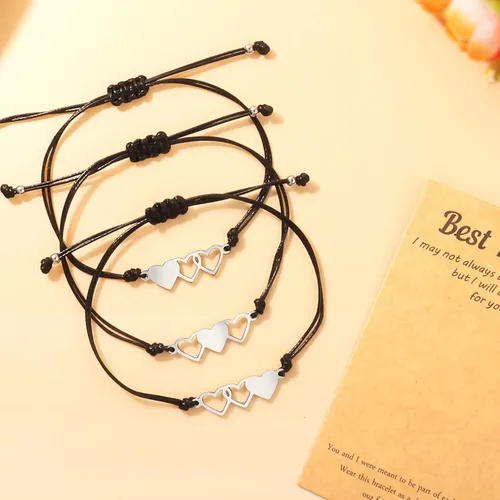 Vista 7 de Long tiantian 2 pulseras para mejores amigas, pulseras elásticas con cuentas de amistad, pulseras con dije de corazón, regalos de cumpleaños