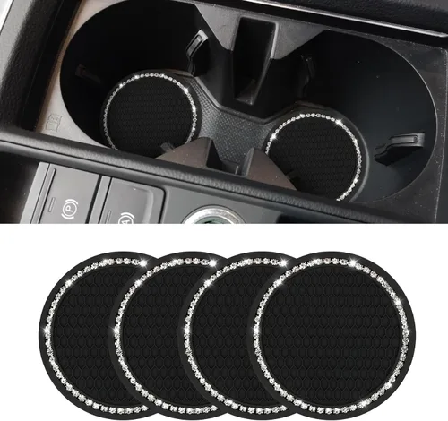 Vista 12 de Posavasos para el automóvil, alfombrilla antideslizante y a prueba de golpes incorporada, inserto de portavasos universal de silicona, portavasos