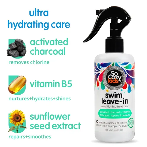 Vista 4 de SoCozy - Espray acondicionador sin enjuague y tratamiento para cabello de niños (8 onzas líquidas) que protege y repara daños causados por