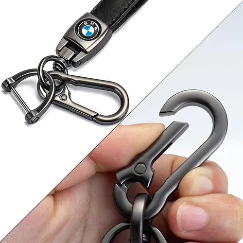 Vista 3 de NUDAM Llavero negro de cuero genuino compatible con BMW X1 X3 X5 X6 Z4 X6 X7 M Series 1 3 5 6 Series Llavero para hombres y mujeres