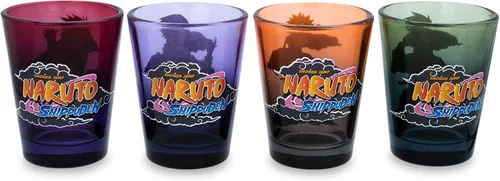 Vista 2 de Just Funky - Juego de 4 vasos de chupito de tequila decorativos coleccionables oficiales de Naruto Shippuden de 2 onzas