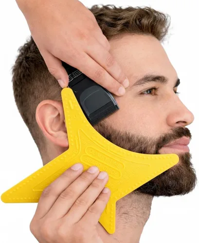 Vista 4 de Quality Time Kit de plantillas para moldear barba, 2 guías premium multiestilo para barba y escote: manos libres, dos herramientas para líneas