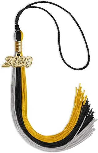 Vista 22 de Endea - Borla de graduación de triple color con gota de fecha dorada (negro/dorado/granate, 2020)