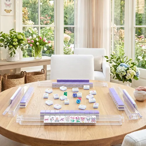 Vista 7 de Soulchen Juego de mahjong americano con temática de mariposa de 1.2 Morado