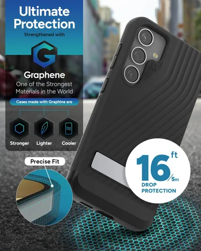 Vista 4 de ZAGG Denali - Funda para Samsung Galaxy S24 con soporte, protección de doble capa con infusión de grafeno, resistente a caídas de 16 pies, diseño