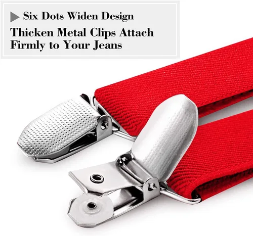 Vista 19 de habibee Color sólido para hombre en forma de Y con clips fuertes tirantes ajustables