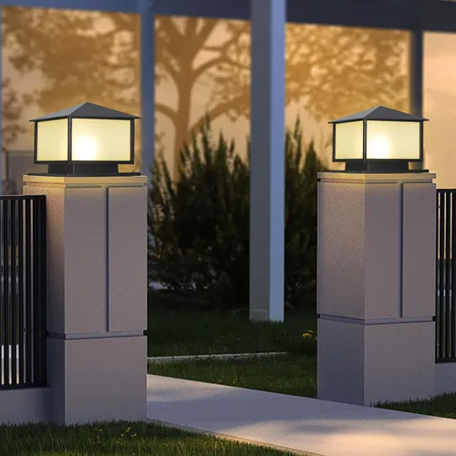 Vista 6 de Luces de columna al aire libre, 15.74 pulgadas de poste al aire libre con cable E26 lámpara de pilar Exterior Patio Pillar Lights with Aluminum