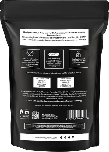 Vista 8 de Aromasong Baño de recuperación muscular de 3 libras, sal de baño natural con sal del mar muerto, MSM puro, copos de magnesio y aceites esenciales